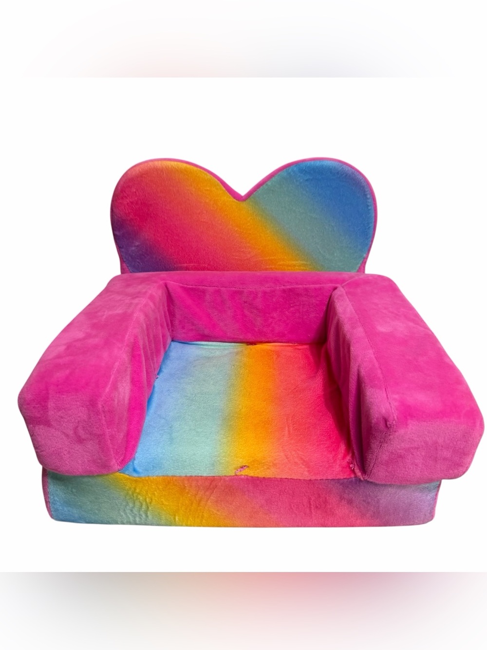 Build A Bear Fold Out Chair Bed - Pink Rainbow Heart Stripes - EUC